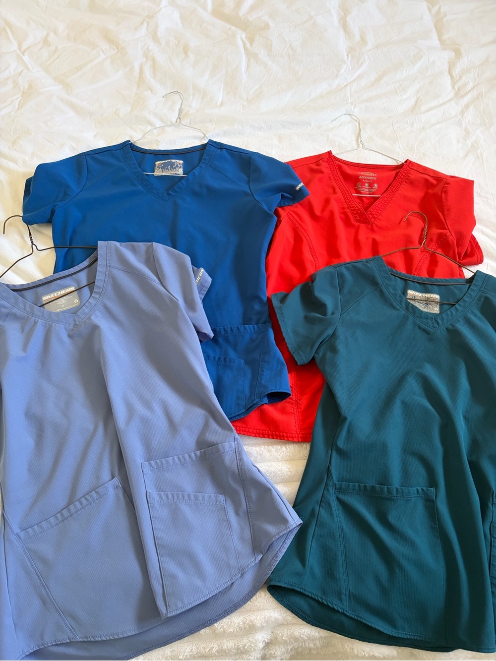V-Neck Scrub Top - Red, Blue, Teal & Lavender